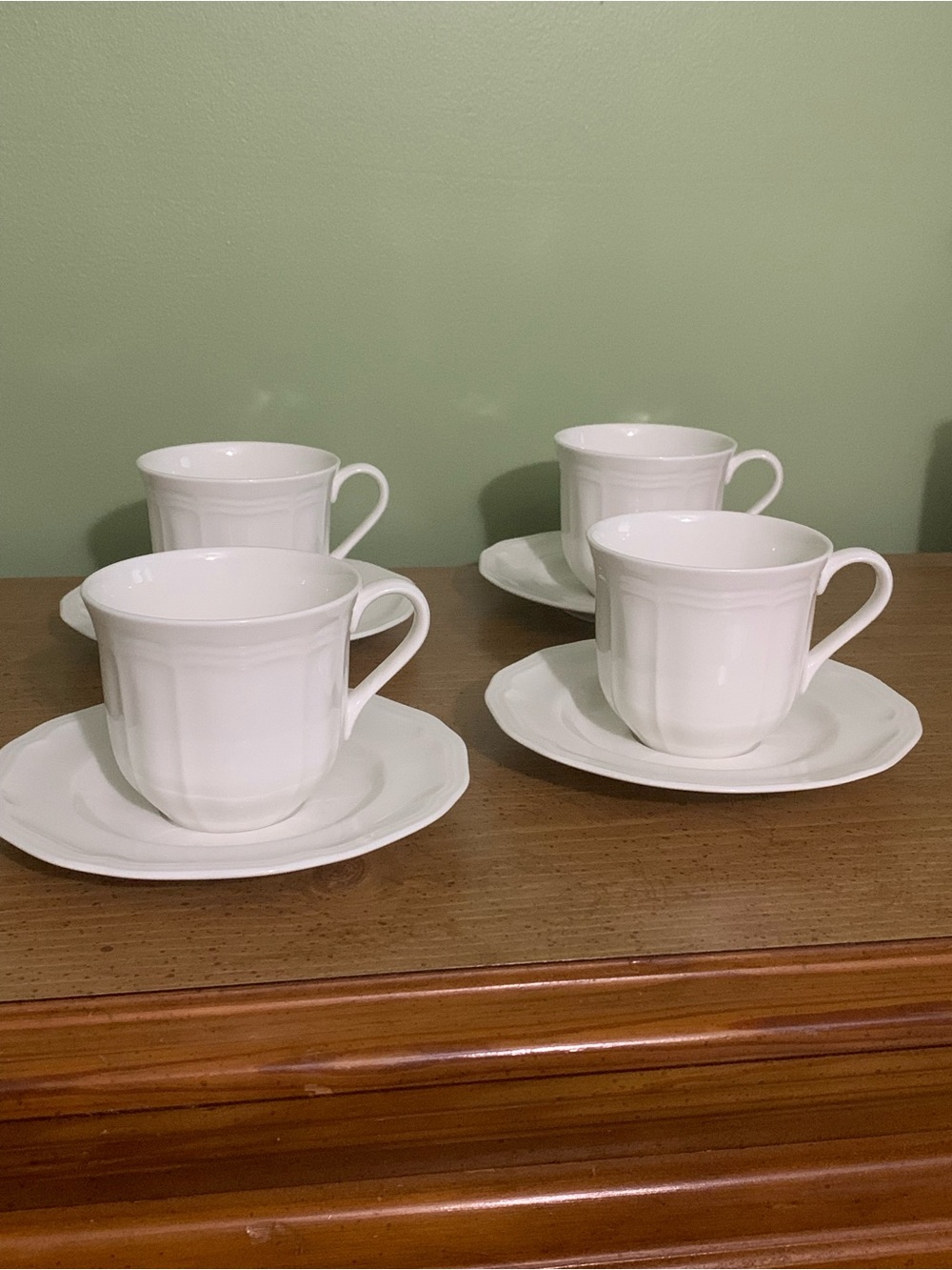 Mikasa Ultima + HK 400 Antique White Set Of 4 Coffee, Tea Cups & Saucers